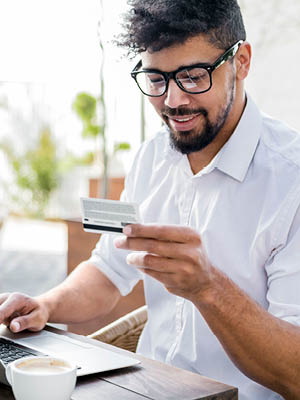 man holding a credit card