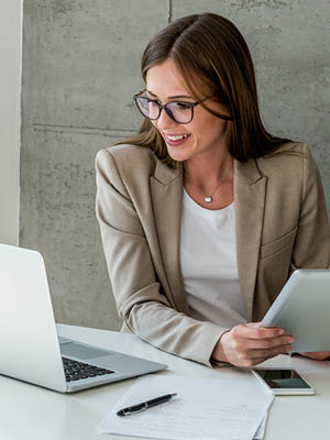 woman working at a laptop