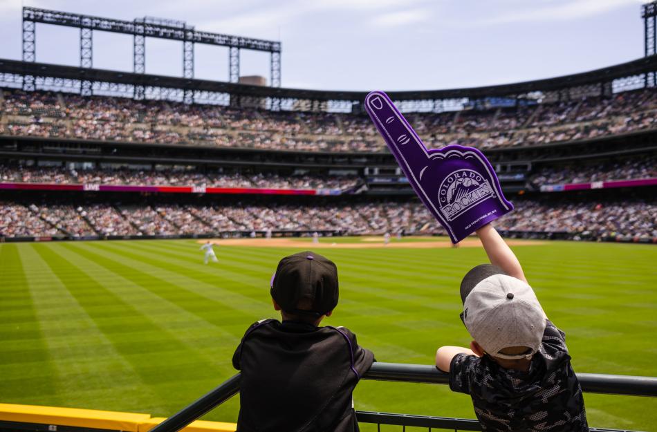 kids enjoying a Rockies game