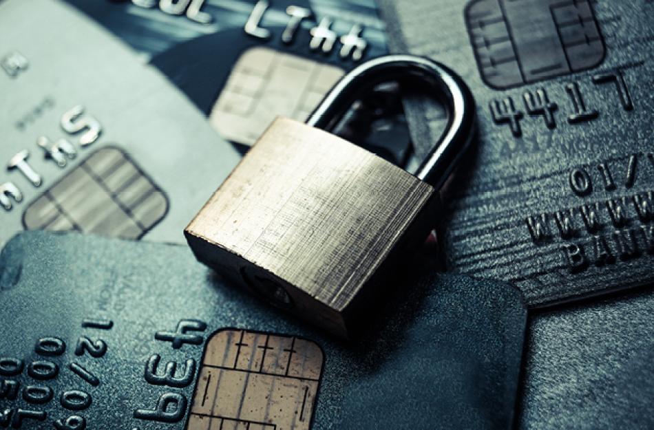 padlock and credit cards