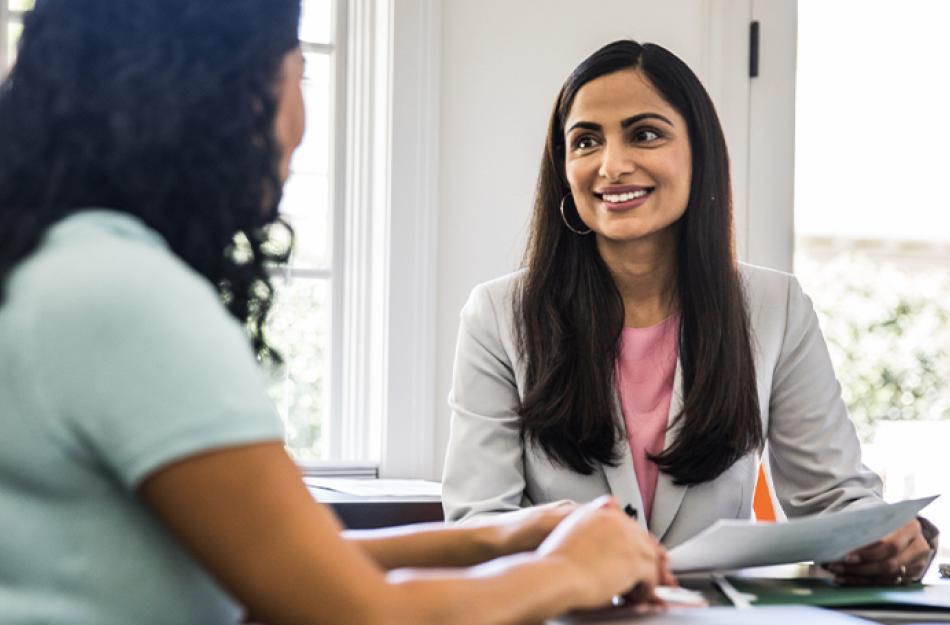 picture of two women talking