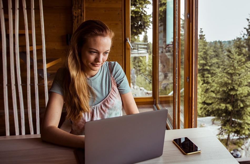 woman using a laptop computer