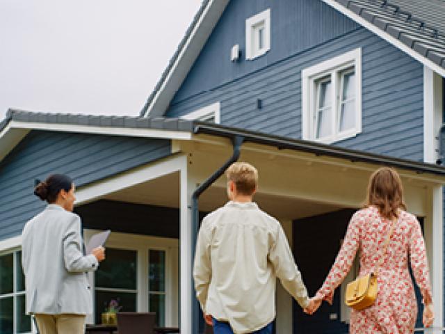 family outside of a home