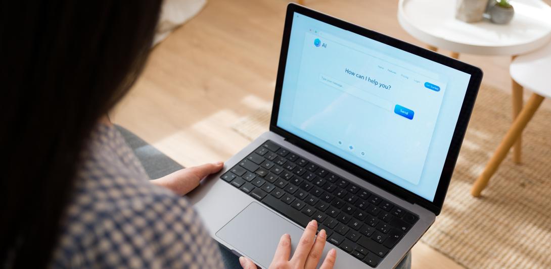 woman using the computer